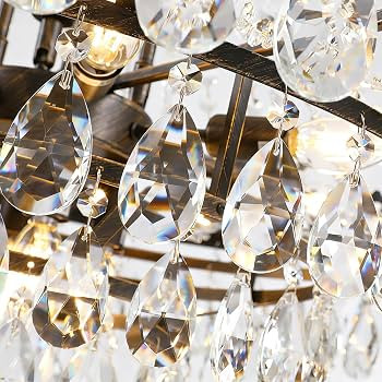 7PM Large French Empire Crystal Chandelier, Antique Bronze Chandelier 16-Light Vintage Luxury Cha... | Amazon (US)