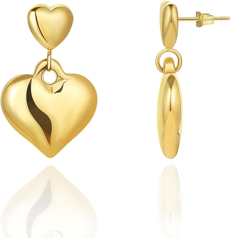 Follome Chunky Gold Earrings for Women 18K Gold Lightweight Thick Hoop Earrings for Girls Stateme... | Amazon (US)