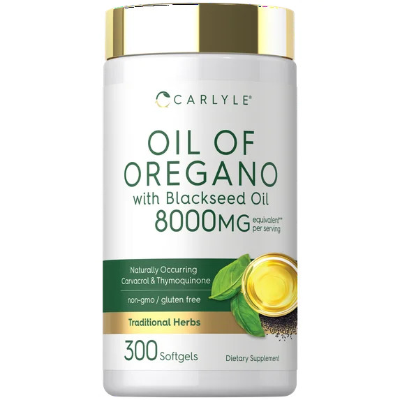 Oil of Oregano with Black Seed Oil | 8000mg | 300 Softgel Capsules | by Carlyle | Walmart (US)