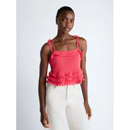 Scoop Women's Tie Ruffle Sweater Tank, Sizes XS-XXL | Walmart (US)