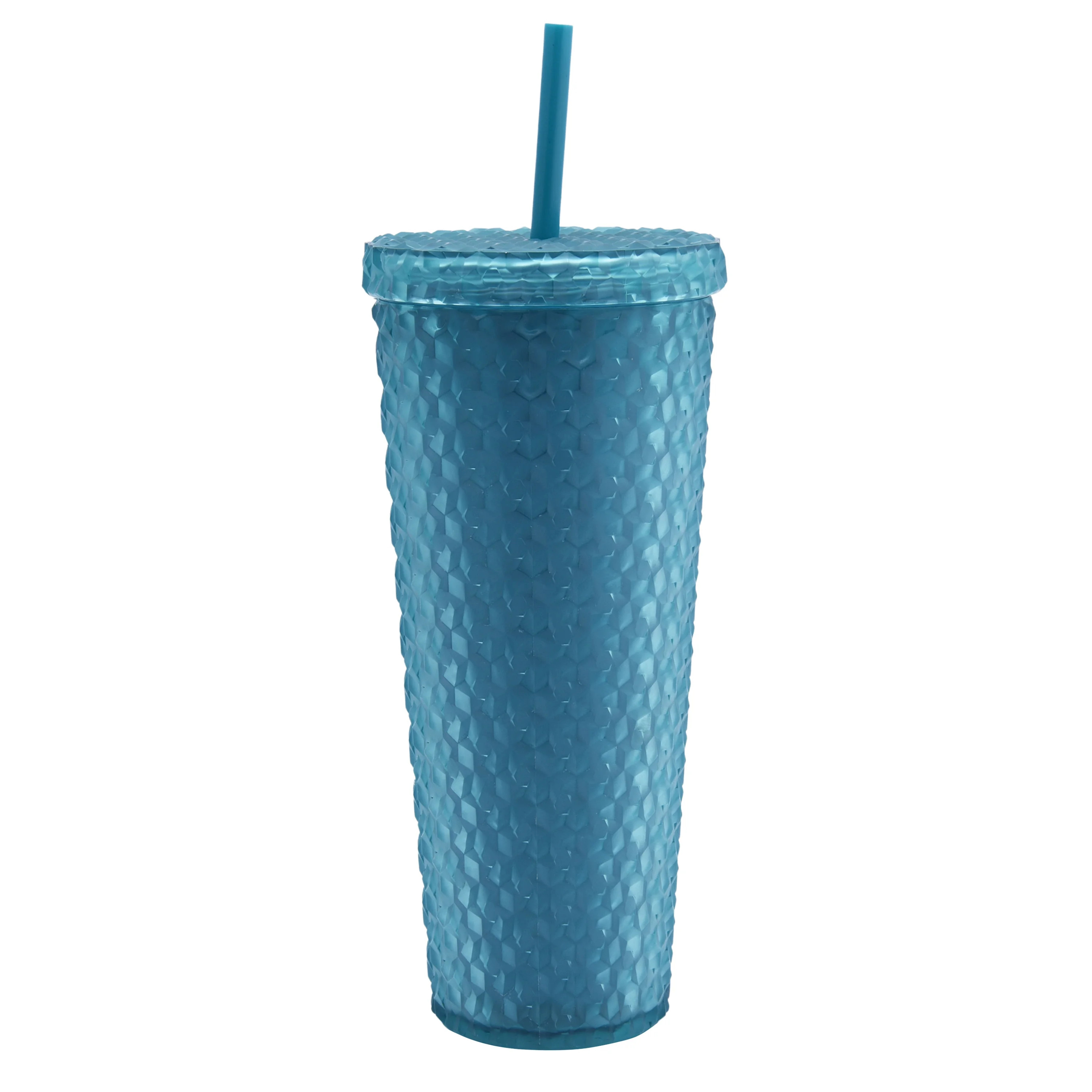 Mainstays 26-Ounce Acrylic Matte Textured Tumbler with Straw, Teal | Walmart (US)
