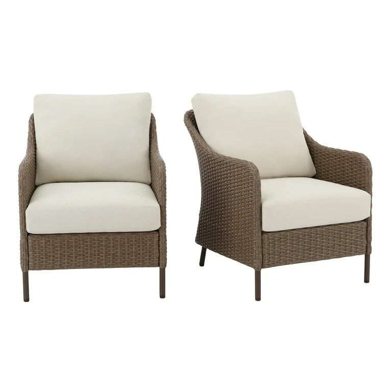 Mainstays Chelsea 2-Piece Outdoor Wicker Chairs, 2 Pack | Walmart (US)