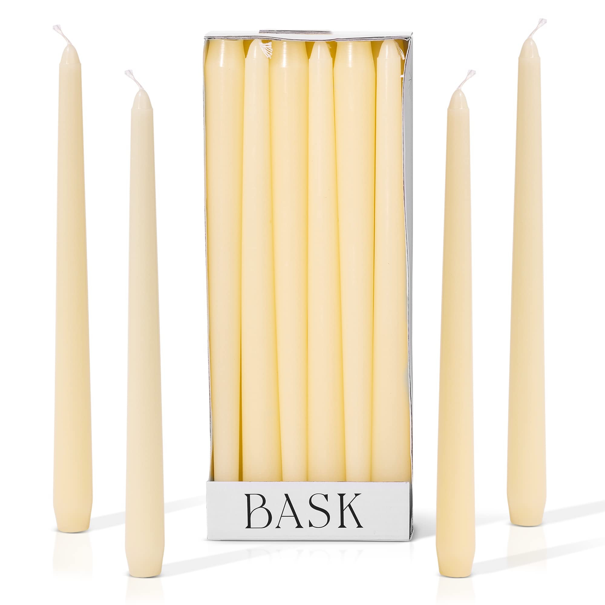 Bask 10-inch Taper Candles - Unscented and Dripless - Burns for 8 Hours - Home Decor for Dinner T... | Amazon (US)