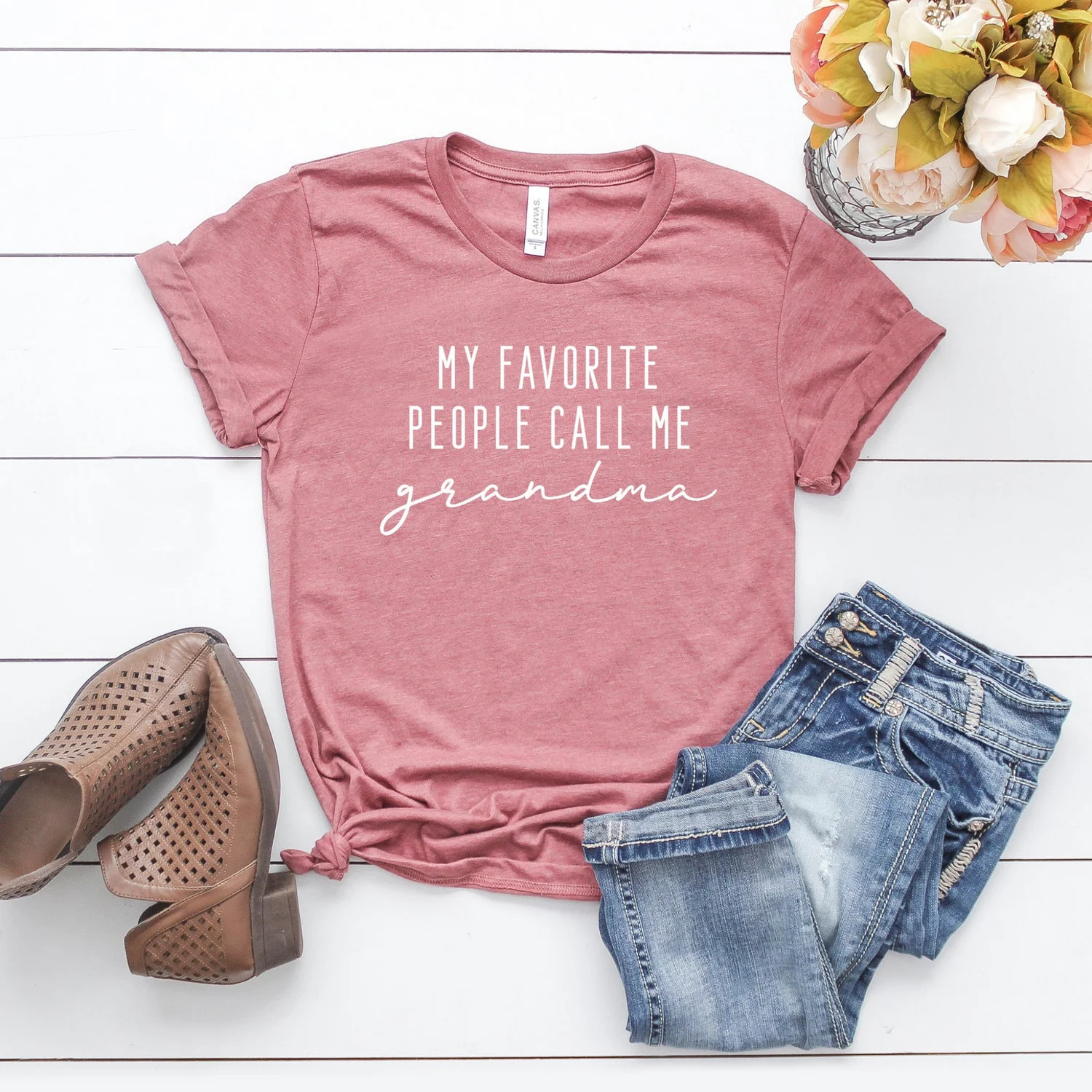 My Favorite People Call Me Grandma Graphic Tee, Mauve | SpearmintLOVE