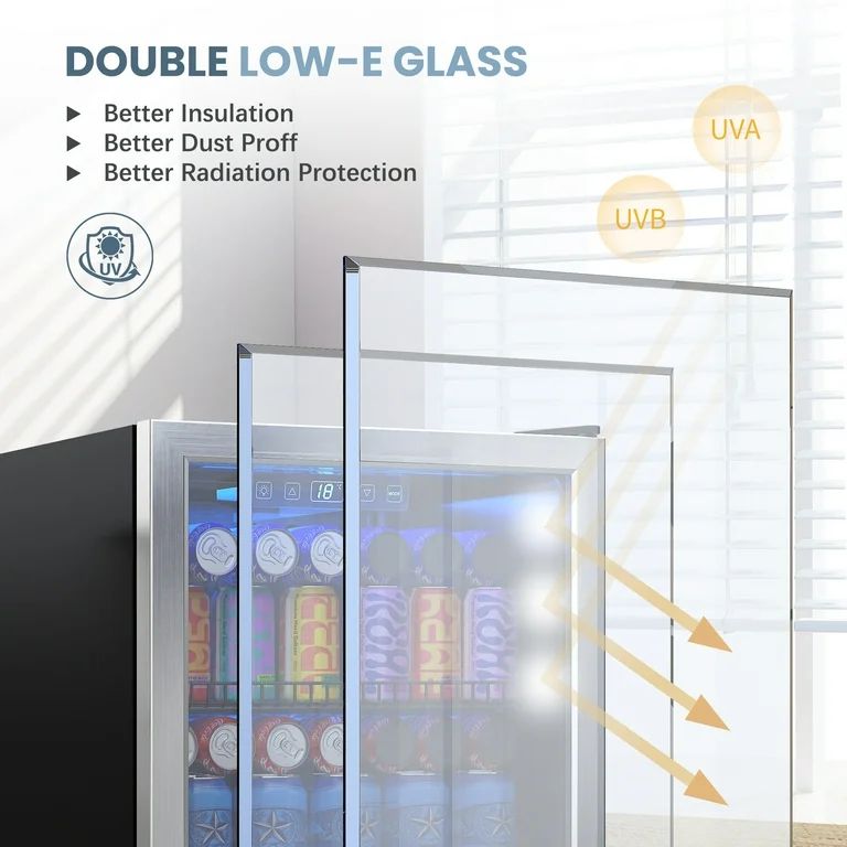 Manastin 100 Can Beverage Refrigerator Cooler 2.47 Cu.ft Mini Fridge with Glass Door & Adjustable... | Walmart (US)