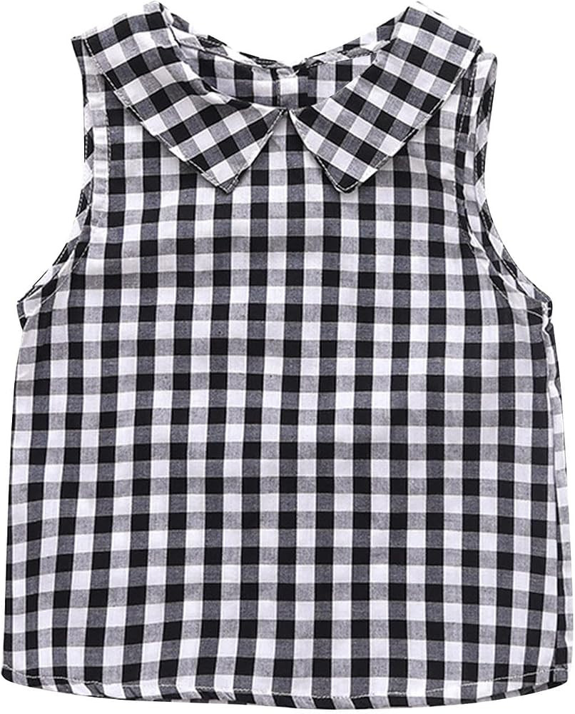 Toddler Girls Plaid Tank Tops Cute Sleeveless Shirts for Kids Casual Back Button Down Blouse Cott... | Amazon (US)