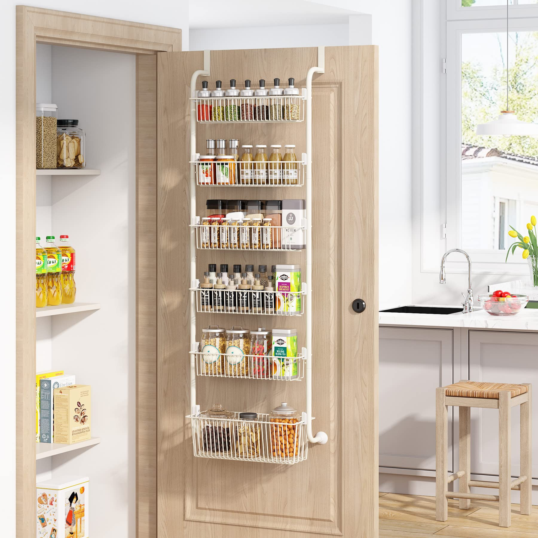1Easylife 6-Tier Over the Door Pantry Organizer, Metal Pantry Organization and Storage with 6 Bas... | Amazon (US)