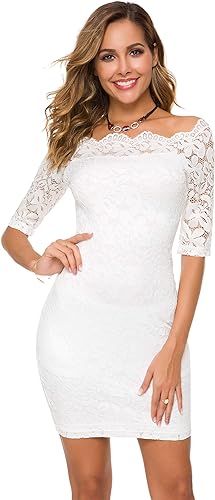 Atnlewhi Womens Vintage Floral Lace Off Shoulder Short Sleeve Swing Dresses Bridesmaid Mini Dress... | Amazon (US)
