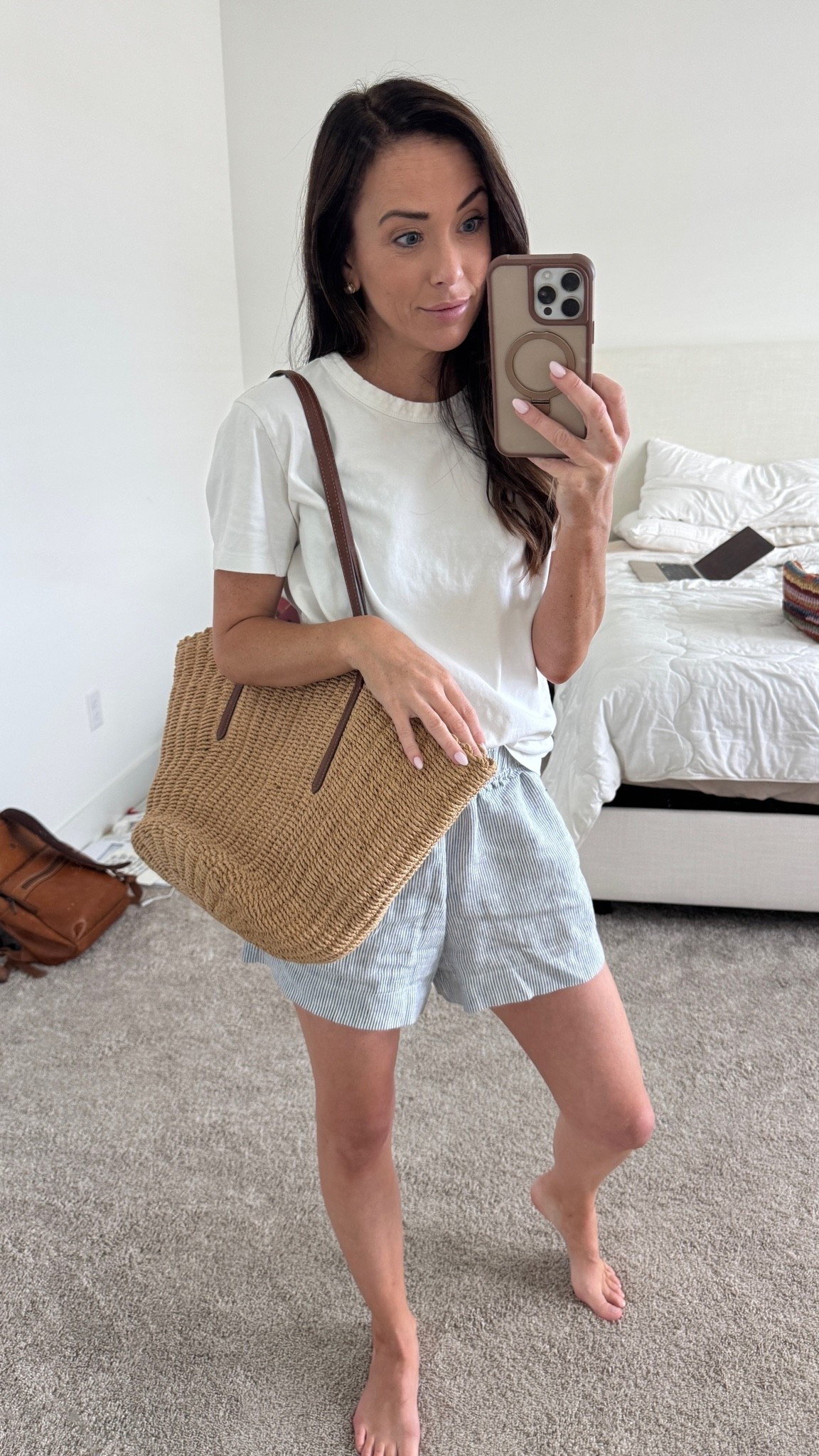 White tee, linen shorts 🤍 both of these are under $50

#LTKsummer #LTKpetite
