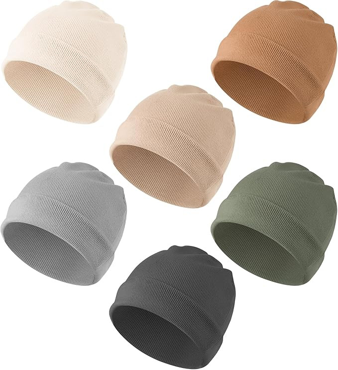 Konssy 6 Pack Baby Beanie Hats for Unisex, Toddler Beanies Baby Girl Boy Hat Warm Cap for Baby, I... | Amazon (US)