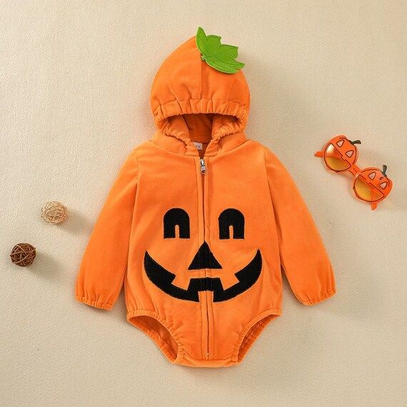 Halloween Kids Toddler Baby Boy Girl Pumpkin Print Romper Long - Etsy | Etsy (US)