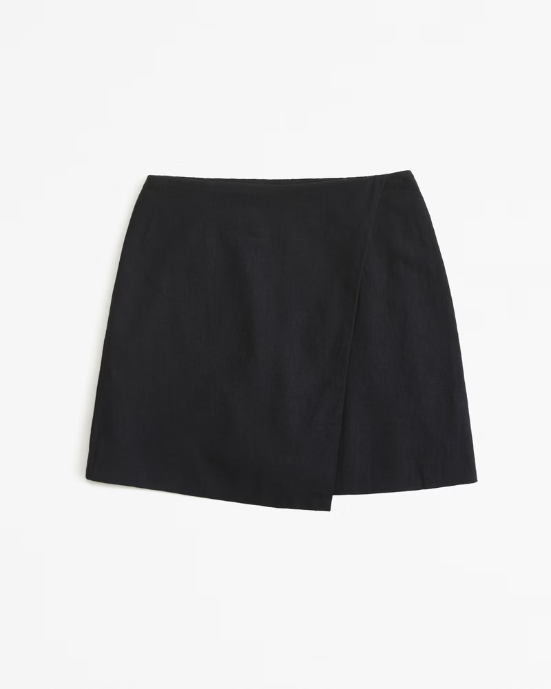 The A&F Scarlett Linen-Blend Wrap Mini Skort | Abercrombie & Fitch (US)