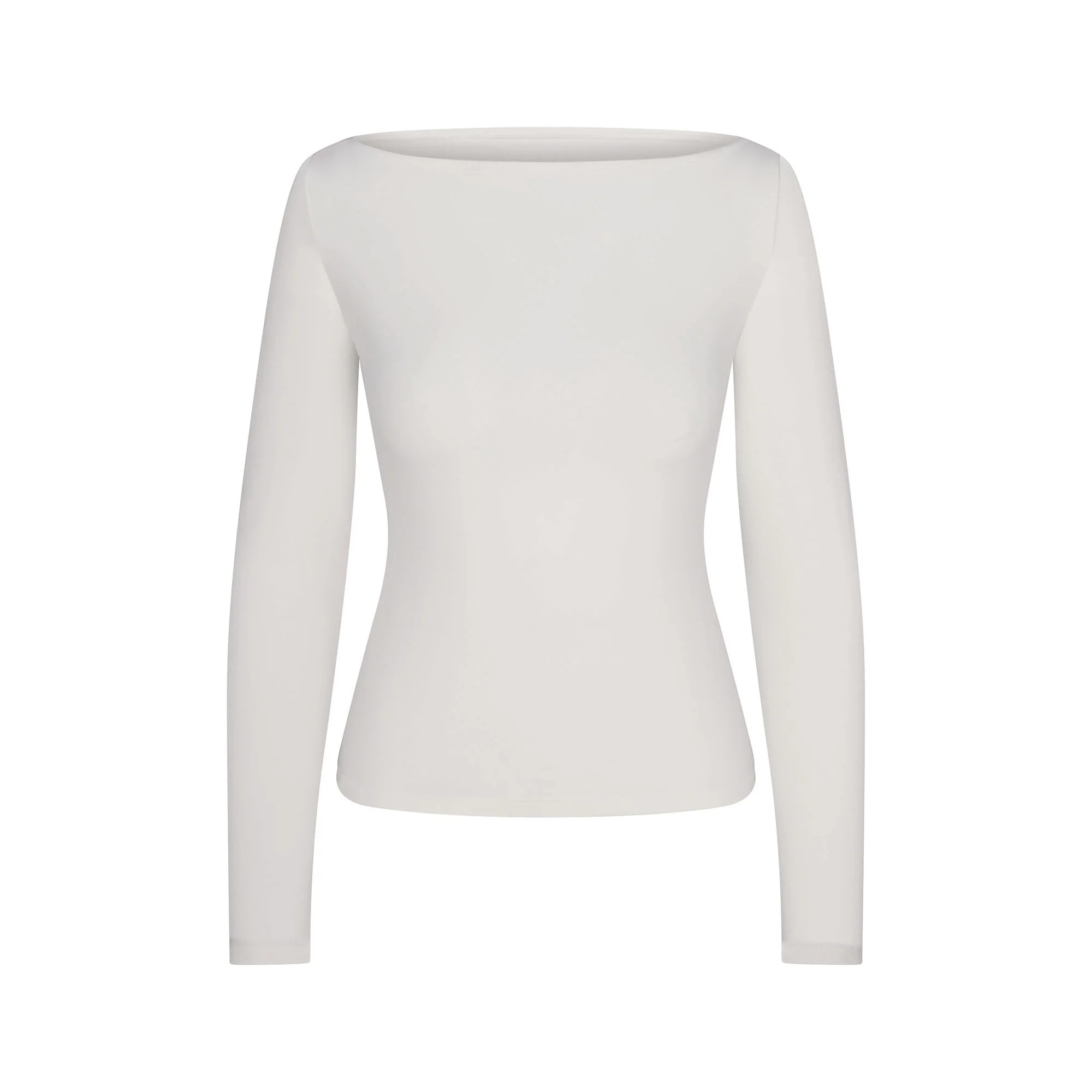 COTTON JERSEY LONG SLEEVE BOATNECK TOP | MARBLE | SKIMS | SKIMS (US)
