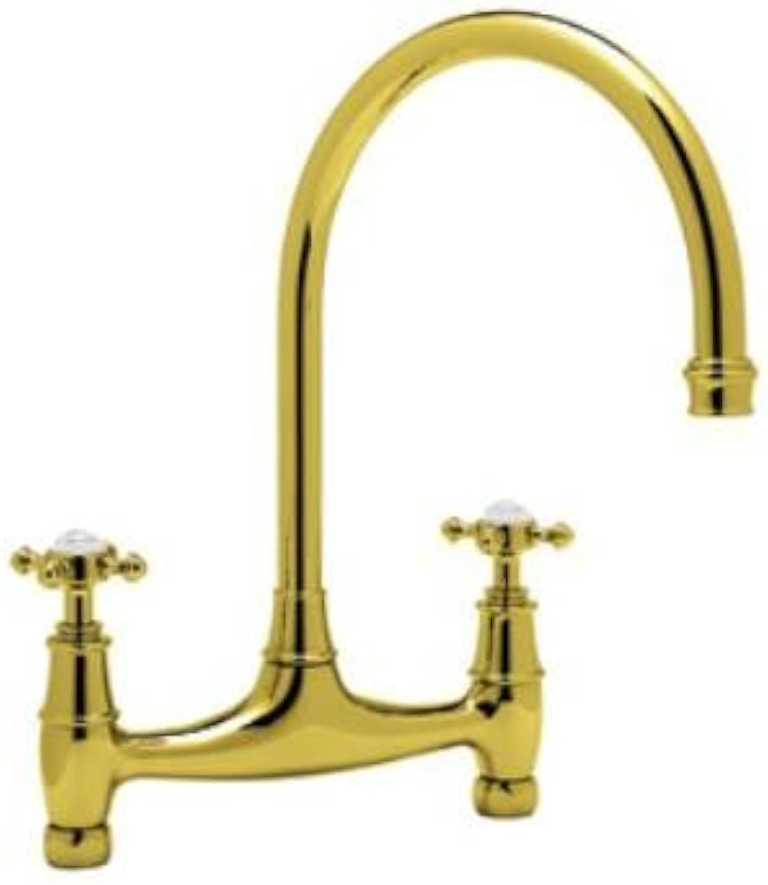 Rohl U.4790X-2 Perrin and Rowe Bridge Kitchen Faucet with Metal Cross Handles, Inca Brass | Amazon (US)
