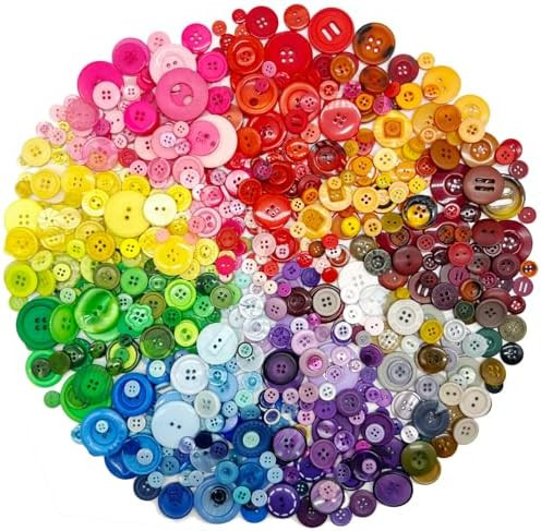 500-700 PCS Assorted Mixed Color Resin Buttons 2 and 4 Holes Round Craft for Sewing DIY Crafts Ch... | Amazon (US)