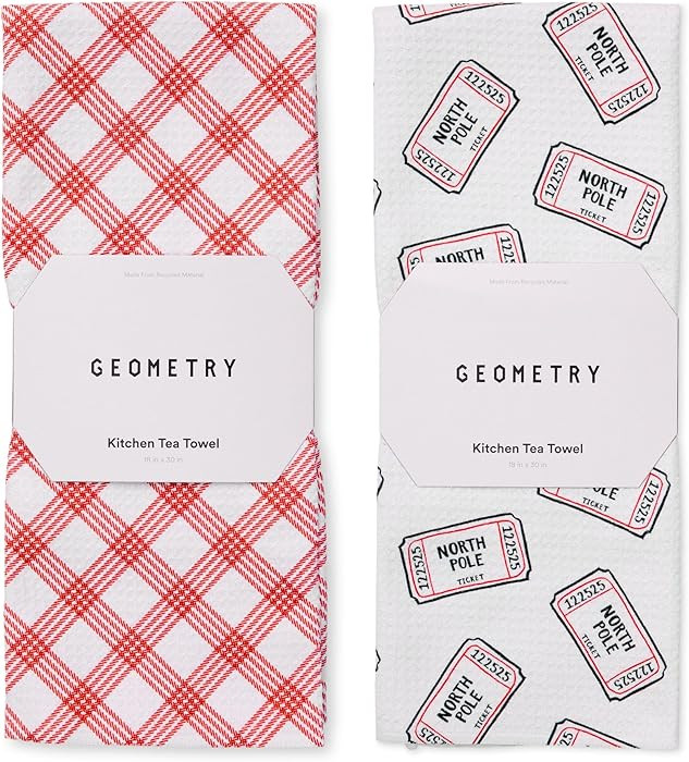 GEOMETRY Christmas Kitchen Towels - Quick Dry Microfiber Cloth Dish Towels for Kitchen Drying - P... | Amazon (US)