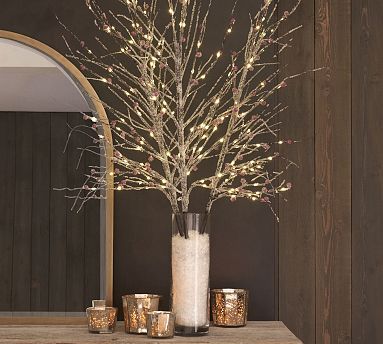 Light Up Frosted Faux Berry Twig Branches - Set of 3 | Pottery Barn (US)