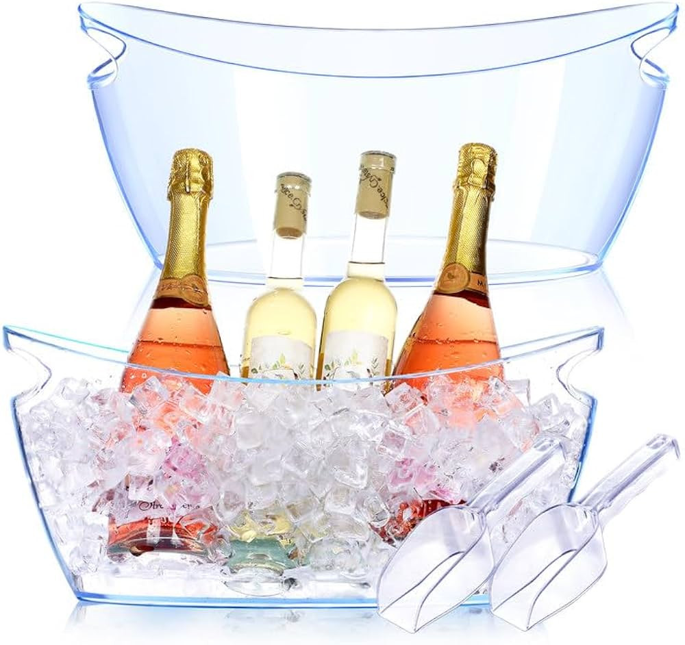 Ice Buckets for Parties, 2 PCS Acrylic Champagne Beverage with 2 Ice Bucket Scoop, Drinks Buckets... | Amazon (US)