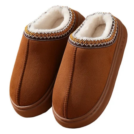 BERANMEY Cozy Platform Fuzzy Slippers for Women and Men Short Ankle Slippers with Anti-Slip Sole ... | Walmart (US)