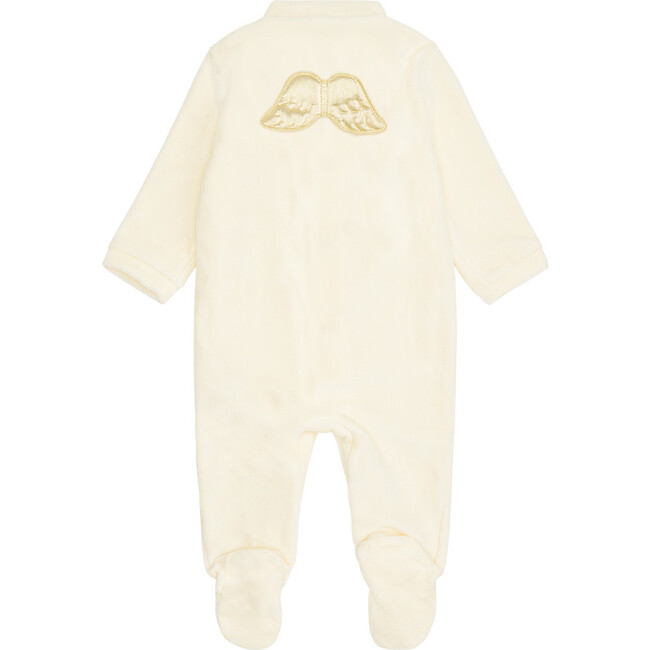 Marie-Chantal | Angel Wing Gold Velour Sleepsuit, (Cream, Size 18M) | Maisonette | Maisonette