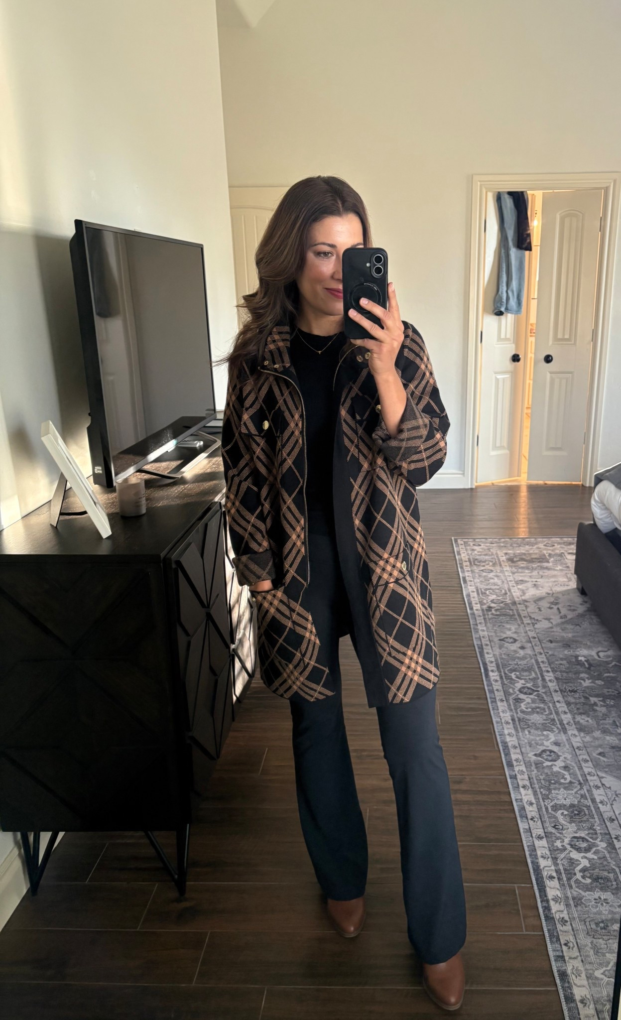 Possibly the most comfy pants I’ve ever put on. Dress up or down. Perfection. $38 Amazon. Wearing XS. I’m 5’1”  