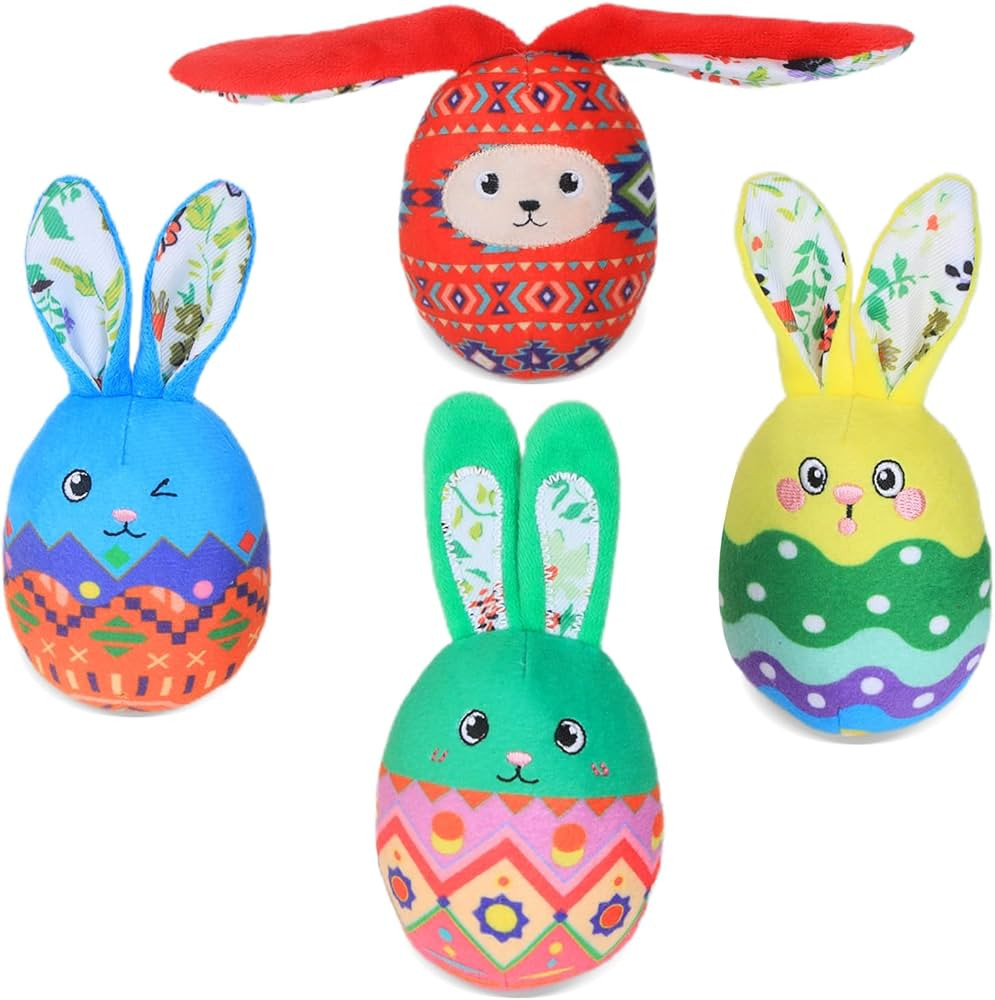 4 Pcs Easter Bunny Egg Dog Toys for Small Dogs Squeaky Small Dog Toys Durable Push Puppy Toys for... | Amazon (US)