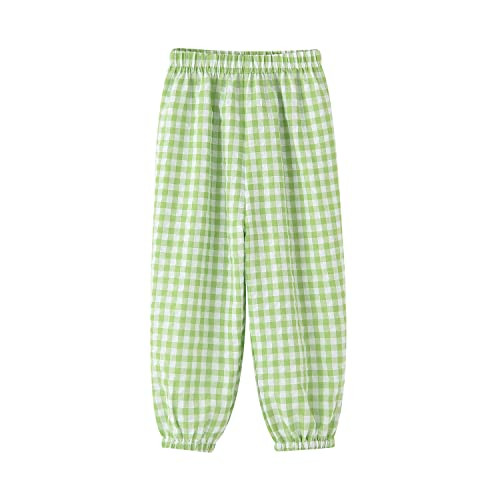 BINIDUCKLING Toddler Pull Up Loose Gingham Girls Pants 2T Green | Amazon (US)