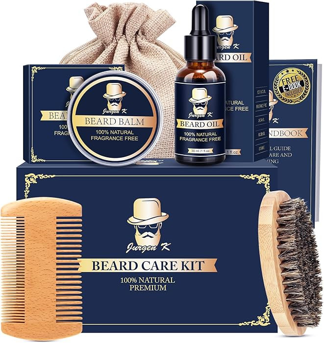 Jurgen K Valentines Day Gifts for Him, Beard Kit for Men's Daily Grooming, Moisturize & Soften Fa... | Amazon (US)