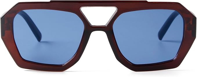 SDINM Trendy Designer Hexagon Aviator Sunglasses for Women Men Retro 70s Square Thick Frame Sun G... | Amazon (US)