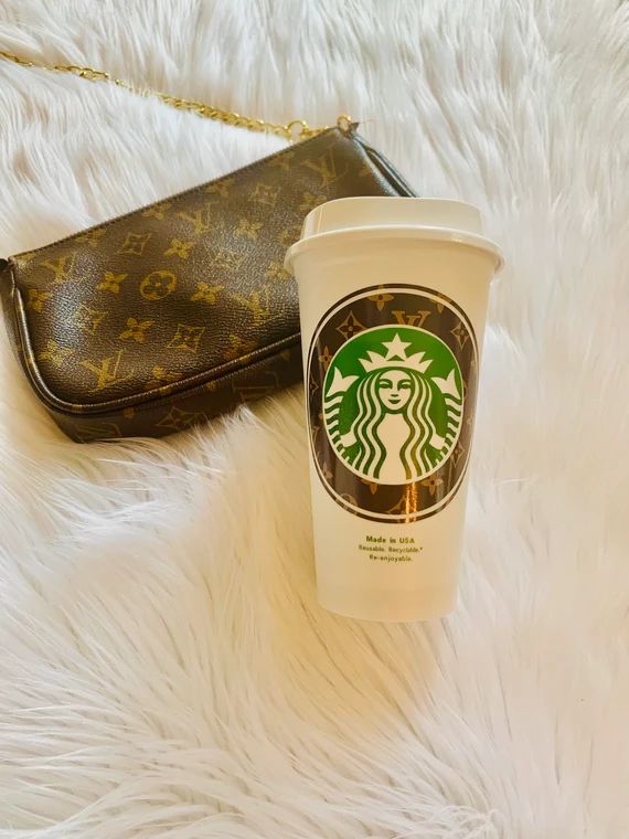 Designer Inspired Starbucks Cup, Personalized Starbucks Reusable Coffee Cup, Louis Vuitton Inspir... | Etsy (US)