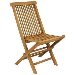 Sunnydaze Decor Hyannis Folding Teak Outdoor Patio Chair with Slat Back (1-Chair) JVA-292 - The H... | The Home Depot