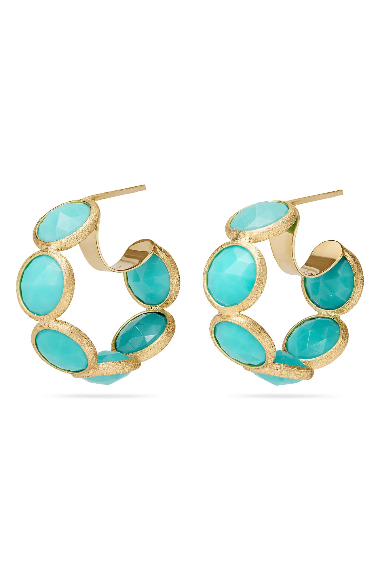 Marco Bicego Jaipur Color Turquoise Hoop Earrings in Gold at Nordstrom | Nordstrom