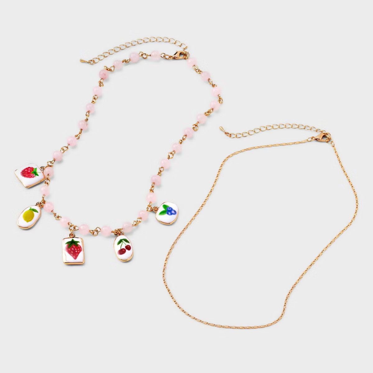 Fruit Charm with Semi Precious Rose Quartz Necklace - Universal Thread™ Gold/Pink | Target