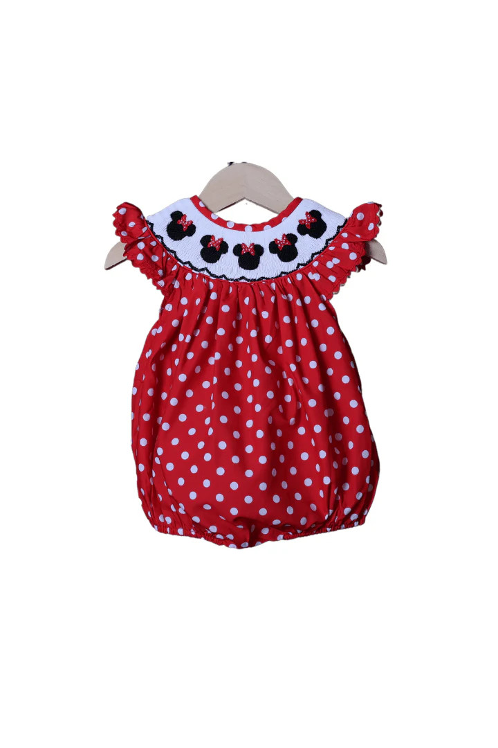 Smocked Mouse Red Polka Dot Bubble | The Smocked Flamingo