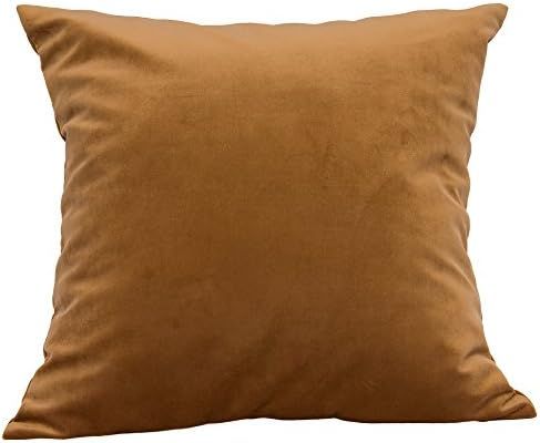 TangDepot Solid Velvet Throw Pillow Cover/Euro Sham/Cushion Sham, Super Luxury Soft Pillow Cases, Ma | Amazon (US)