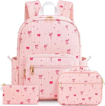 Corduroy Girls Backpack Set，Cute School Backpack for Teens Girls Kids Bookbags for Elementary H... | Amazon (US)
