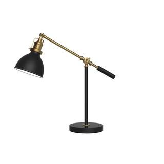 Hampton Bay 19.75 in. Matte Black and Antique Brass Industrial Balance Desk Lamp with LED Bulb-AF... | The Home Depot