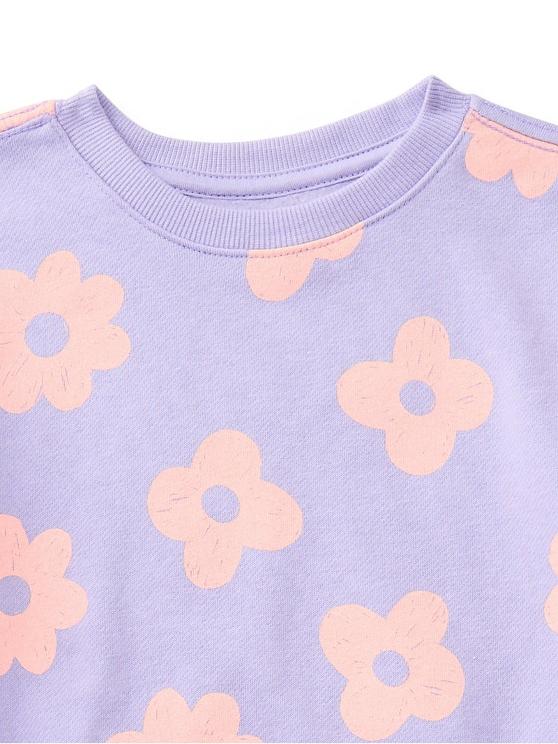 Wonder Nation Toddler Girls Fleece Sweatshirt with Long Sleeves, Sizes 2T-5T | Walmart (US)