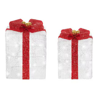 2-Piece Icicle Shimmer Twinkling LED Gift Boxes Holiday Yard Decoration Y20 | The Home Depot