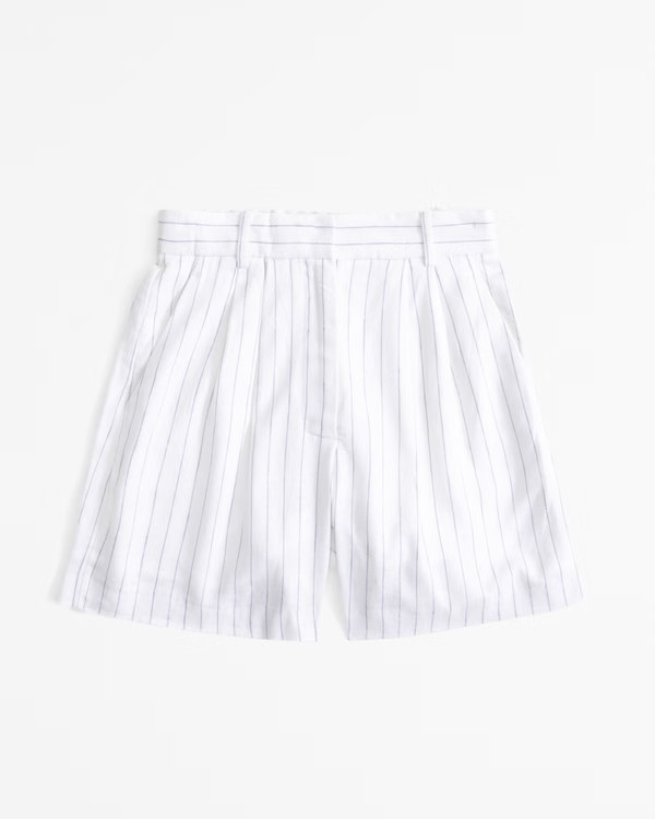 Women's A&F Sloane Tailored Linen-Blend Short | Women's Bottoms | Abercrombie.com | Abercrombie & Fitch (US)