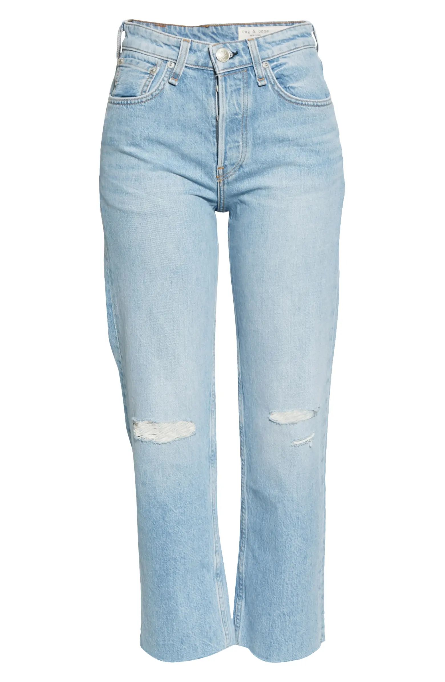 Maya Ripped High Waist Ankle Straight Leg Jeans | Nordstrom