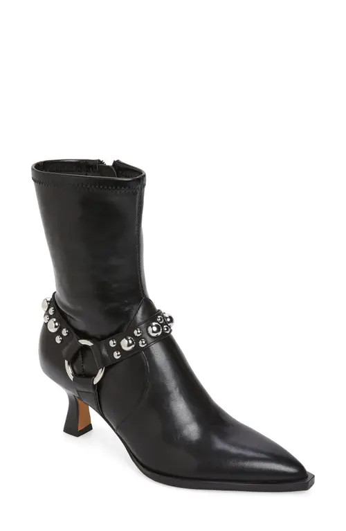 Dolce Vita Azalea Stud Bootie in Black Leather at Nordstrom, Size 8 | Nordstrom