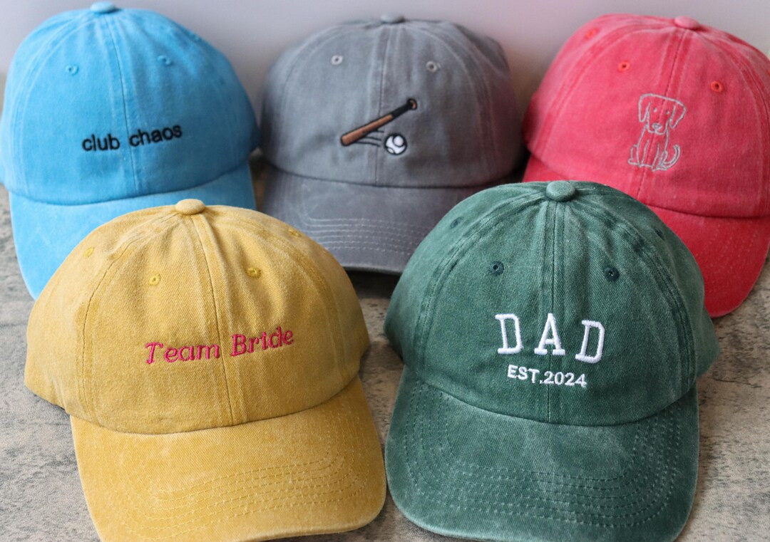 Custom Text Baseball Cap Personalised Embroidered Hat Custom Washed Dad Cap Sorority Hat Bachelor... | Etsy (US)