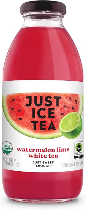 Just Ice Tea Organic Iced Tea, Watermelon Lime White Tea, 16 Fl Oz Glass Bottles (Pack of 12) | Amazon (US)