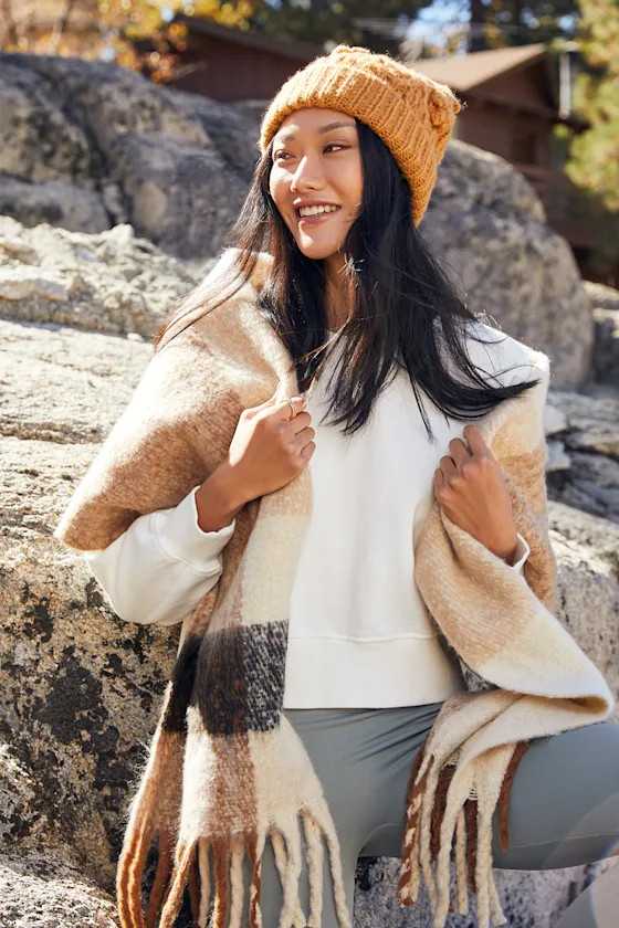 Nida Ivory Multi Color Block Fringe Scarf | Lulus (US)