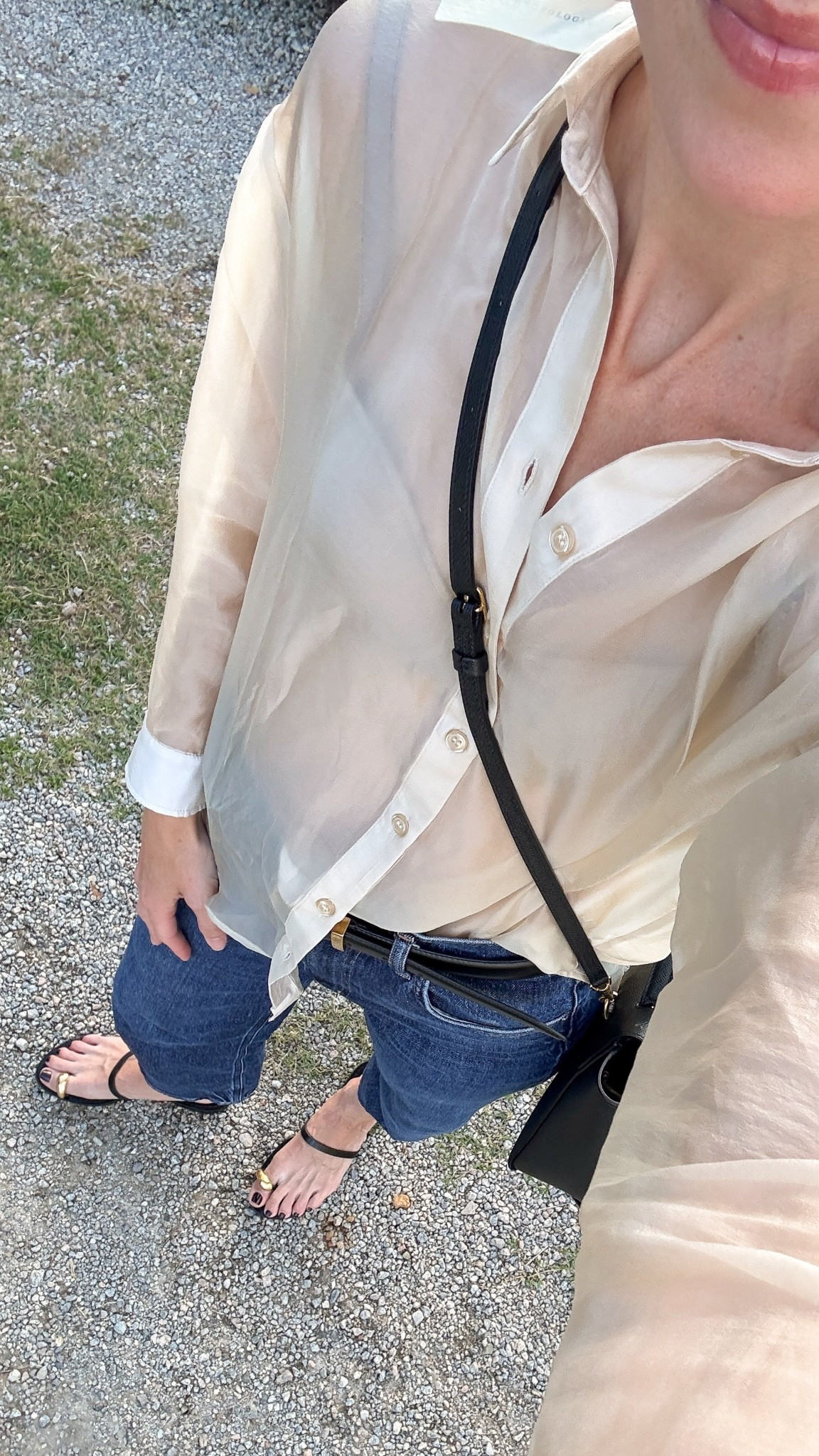 XS sheer shirt, 25 AGOLDE Ren jeans, Amanu sandals TTS, bag is Celine and leather jacket is old Rails (similar linked!).

#LTKSeasonal #LTKStyleTip #LTKItBag