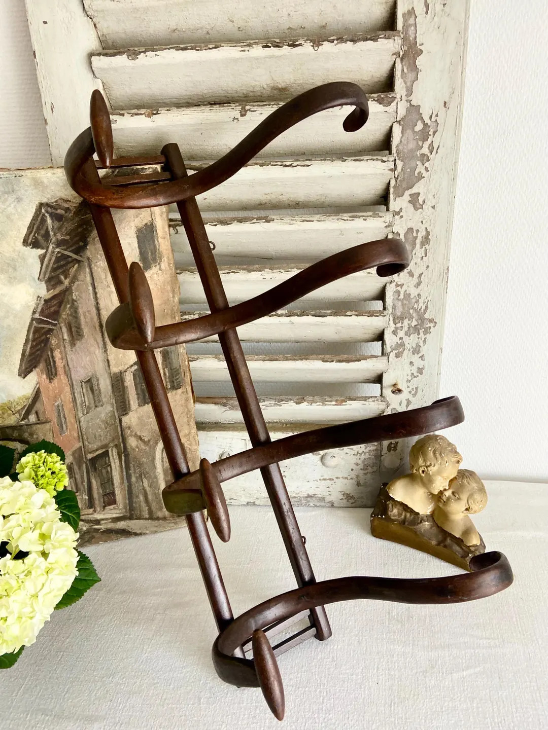 Antique Bentwood Coat Rack, Authentic Curved Beech Wood Wall Hooks, Thonet or Fischel Curved Wood... | Etsy (US)