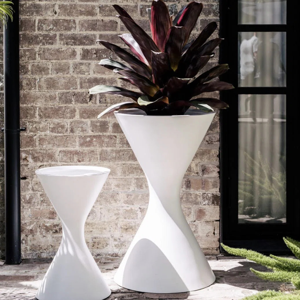 Spritz Fiberstone Hourglass Pot Planter - H24.5" - White | Wayfair North America