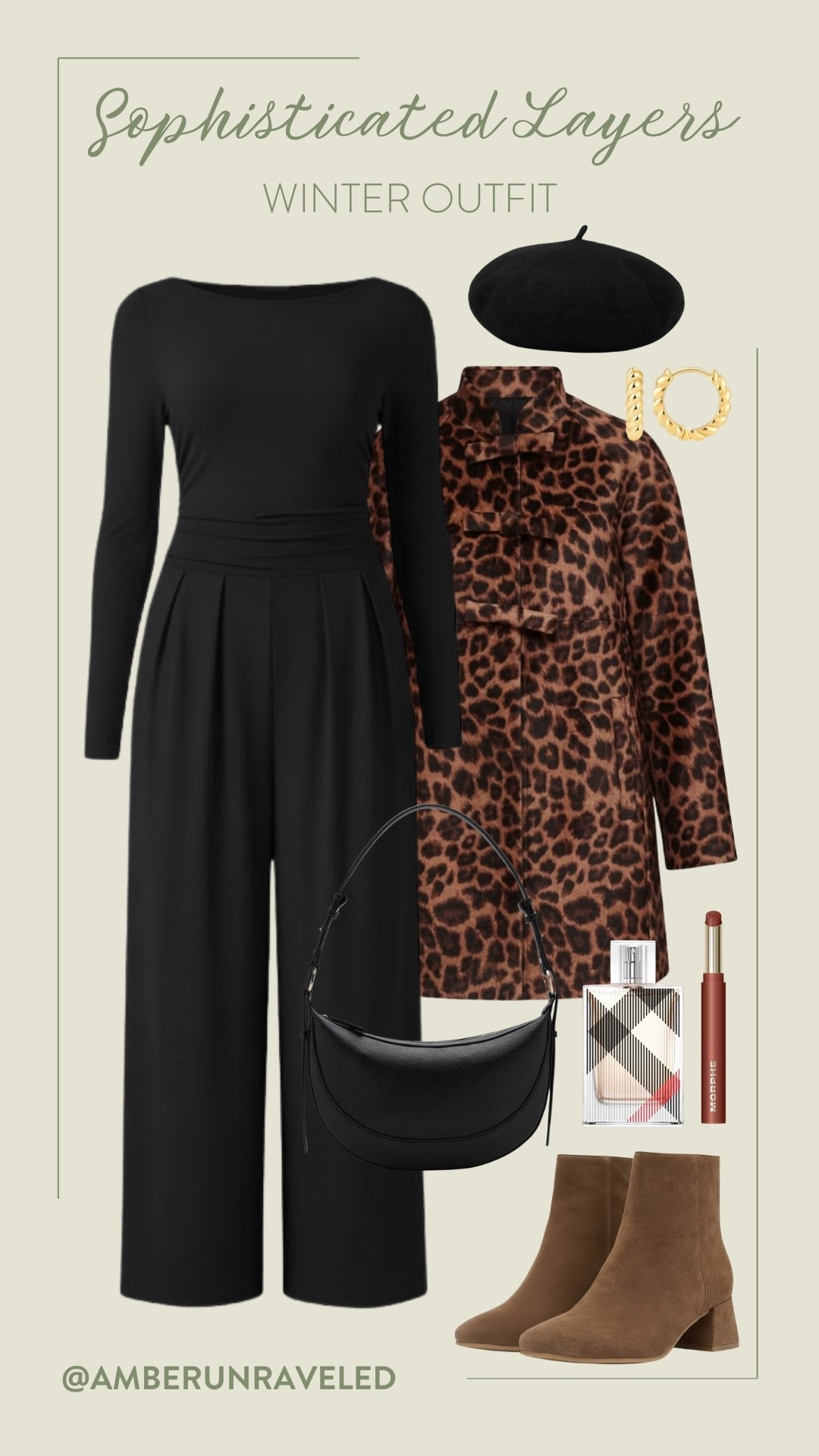 This is your sign to buy some new sophisticated layers for a new winter outfit! Check out this inspo with a trendy leopard coat, a black jumpsuit, a beret, and chic suede boots.

winter fashion trend, parisian girl, it girl look, aesthetic outfit, elevated basics, brunch outfit, minimalist style, styling tips, statement coat

#LTKSeasonal #LTKU #LTKFindsUnder100