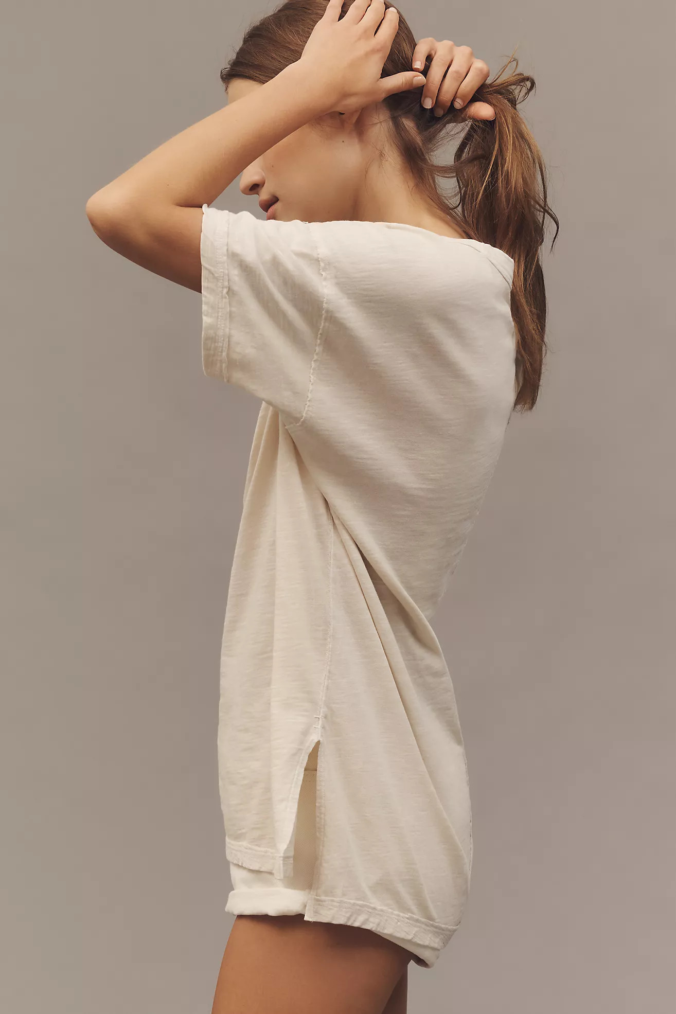 The Jordyn Cotton-Slub Crew-Neck Oversized Tee by Pilcro | Anthropologie (US)